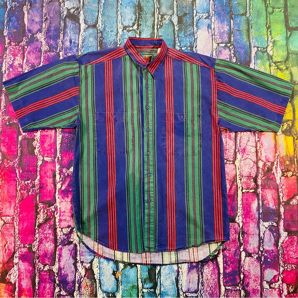Vintage Blazer button down striped shirt size Large